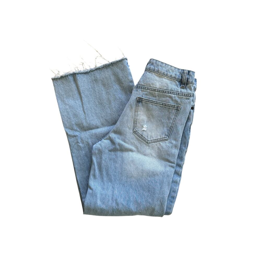 American Bazi Jeans Women's Size 7 Wide Leg Light Wash Ripped High Rise - Picture 2 of 8